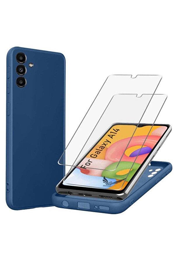Samsung Galaxy A14 Case with 2 Pack Tempered Glass Screen Protector – Shockproof Soft Liquid Silicon