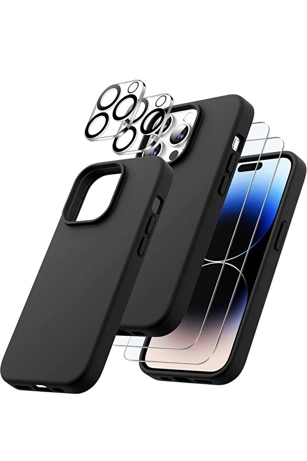 3 in 1 Silicone Case for iPhone 14 Pro Max 6.7-Inch, with 2-Pack Screen Protector and 2-Pack Camera