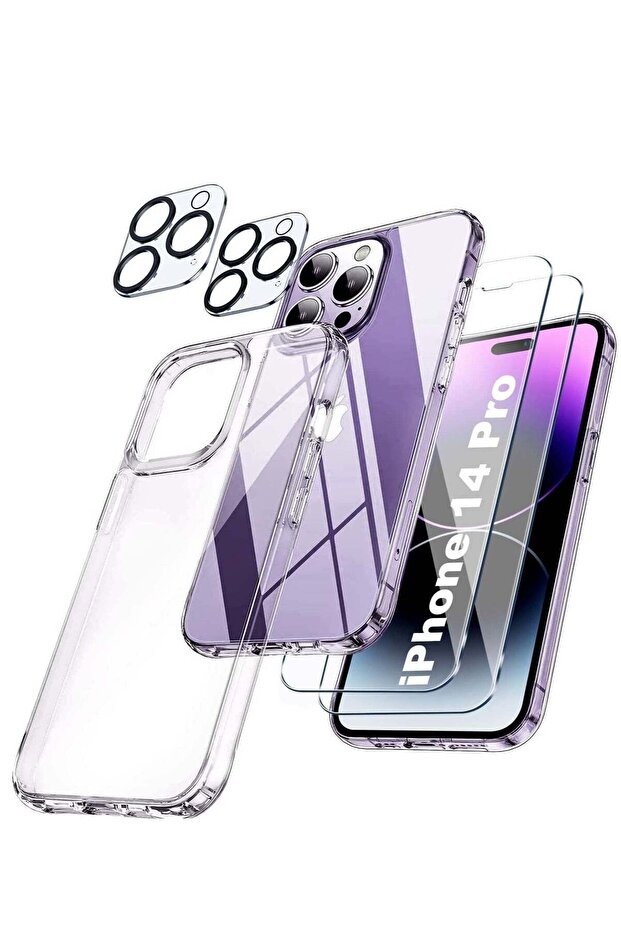 [5 in 1] Designed for iPhone 14 Pro Case, Never Yellow, Military Protection, with 2 Tempered Glass S