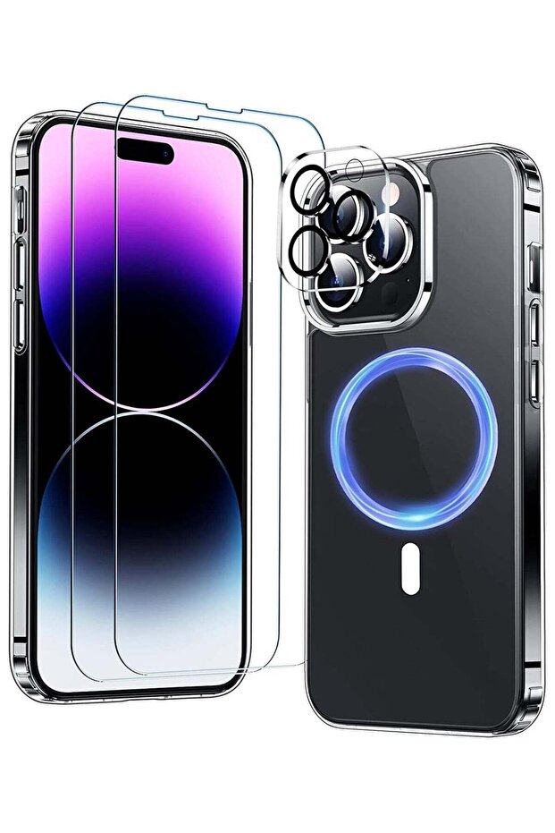 [5 in 1] for iPhone 15 Pro Max Case Magnetic [Compatible with Magsafe] [Tempered Glass Screen+Camera