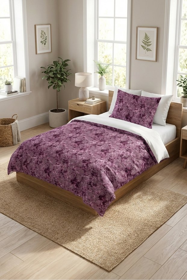 Floral Vintage Plum Baby Pique Set-Romantic Botanical Modern Lilac Purple Quilted Bedspread