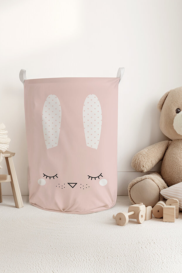 Rabbit Patterned Kids and Baby Room Organizer Toy or Dirty Laundry Basket Tlas-239