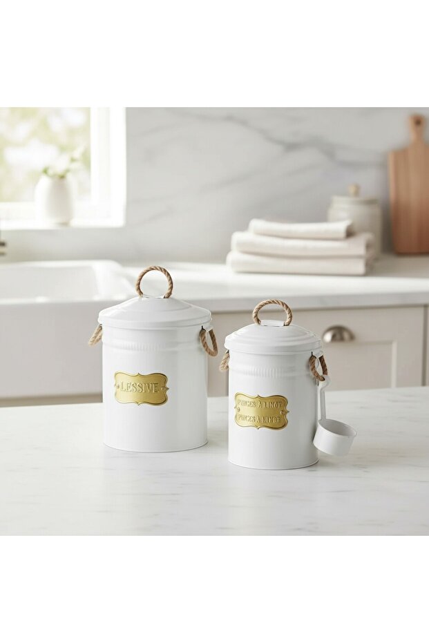 2-Piece Metal Galvanized Detergent Box with Scale | Laundry & Dishwashing Bucket 4kg + 2kg