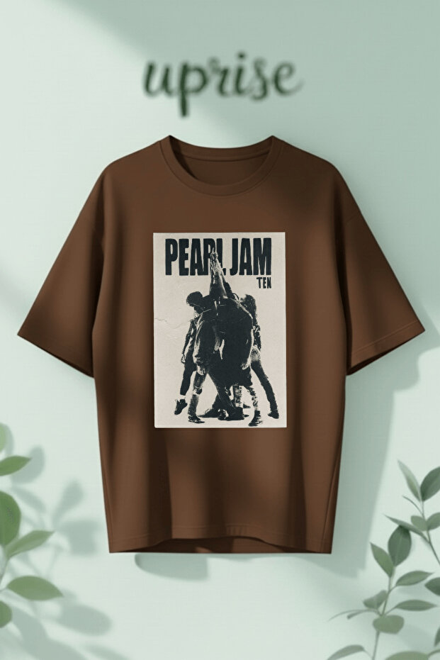 تي شيرت قطني كبير الحجم مطبوع عليه Pearl Jam