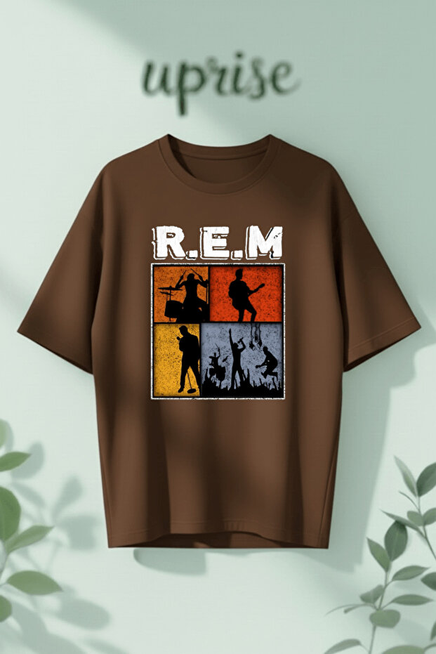 تي شيرت قطني كبير الحجم مطبوع من R.E.M