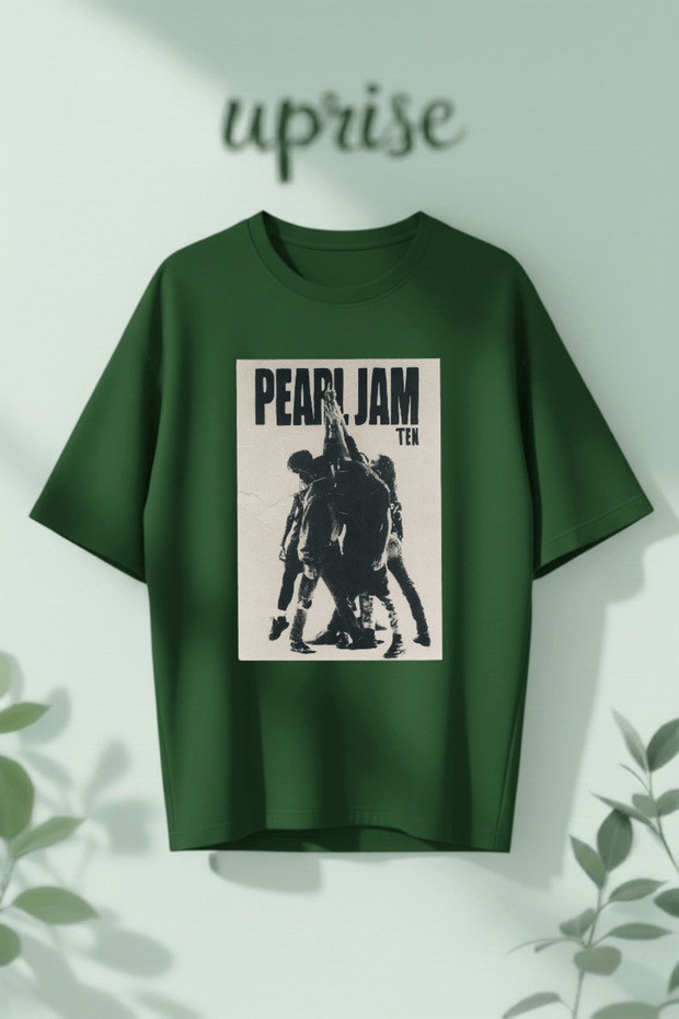 تي شيرت قطني كبير الحجم مطبوع عليه Pearl Jam