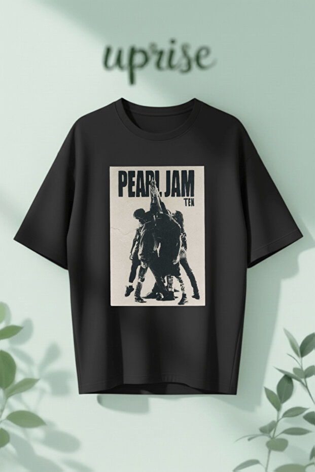 تي شيرت قطني كبير الحجم مطبوع عليه Pearl Jam