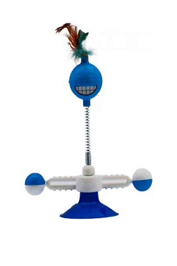 Suction cup rotating haci non-lying cat toy blue