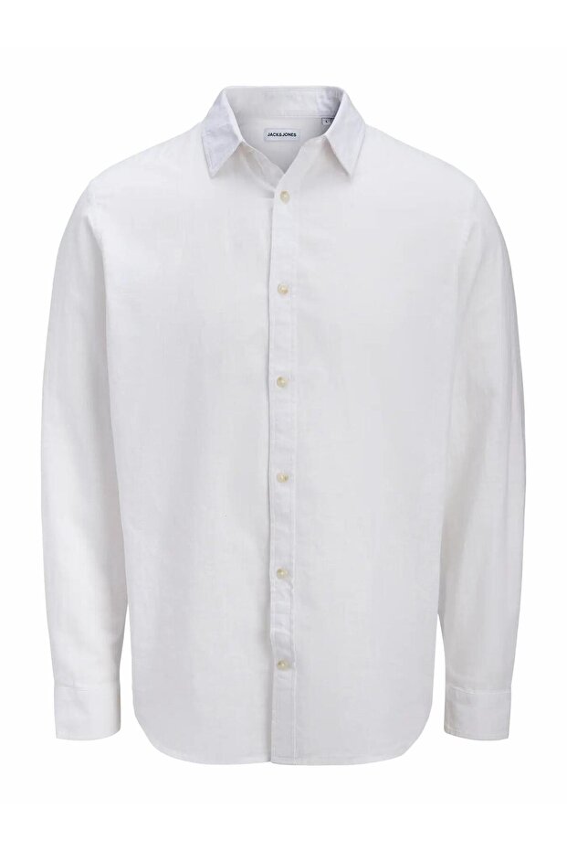 Jjesummer Linen Blend Men's Linen Blended Long Sleeve Shirt Summer