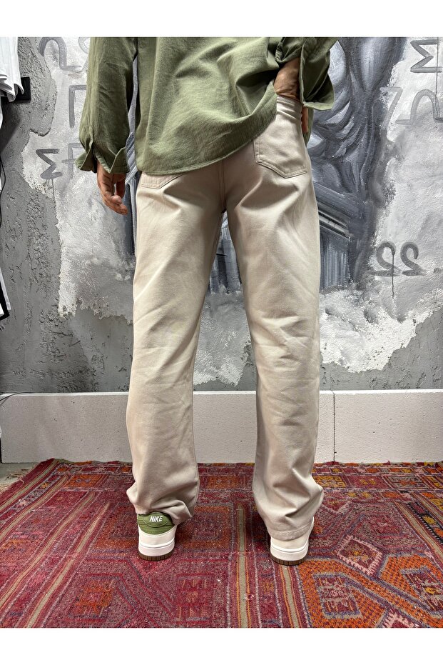 Basic Beige Baggy Jean - 4