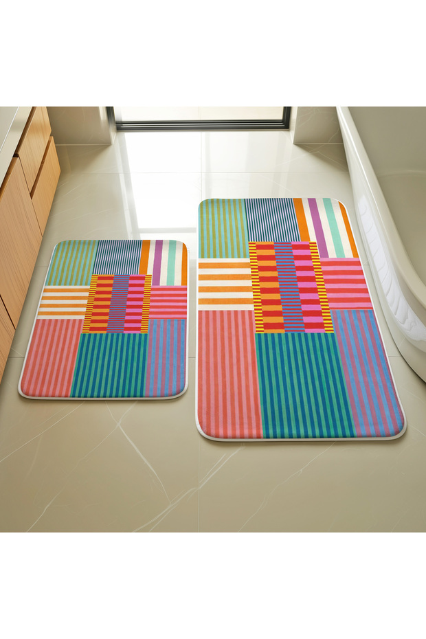 Colorful Geometric Pattern 2-Piece Mat Set M85