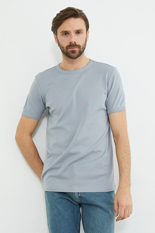 Μπλουζάκι Basic Crew Neck Ribbed - 4