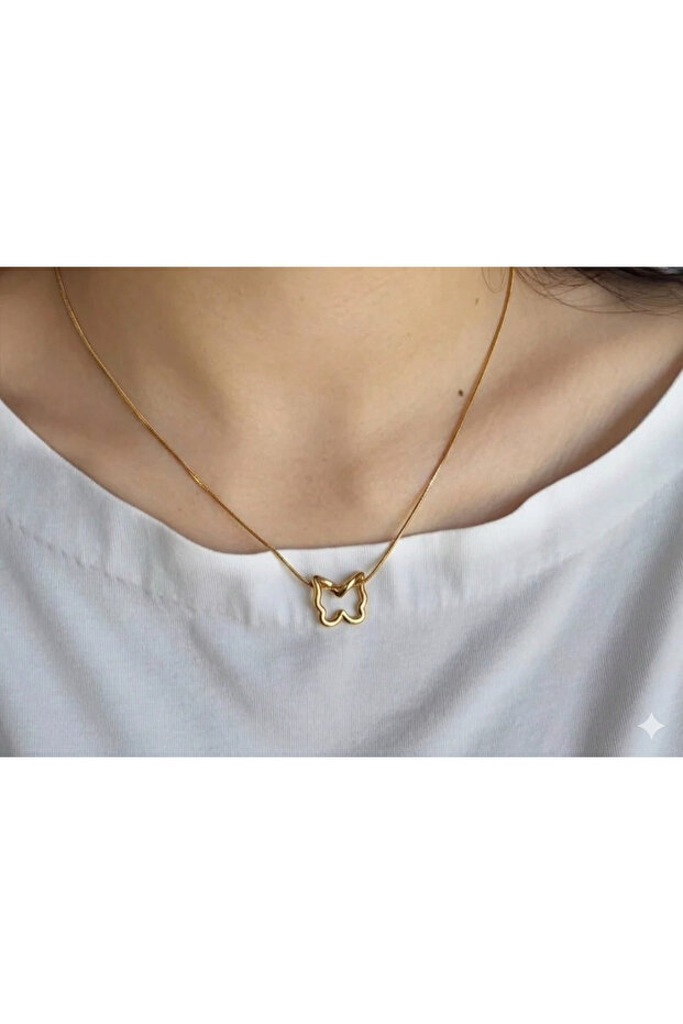 Butterfly Detailed Steel Necklace