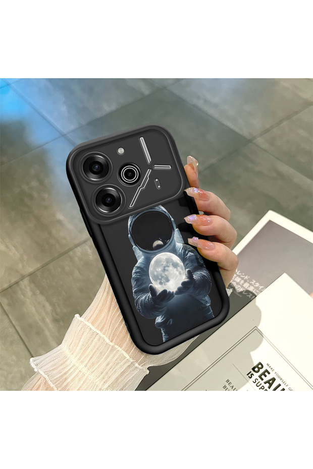 Tecno Pova 6/Pova 6 Pro Compatible Shockproof Camera Protected Black Silicone Stylish Print Case