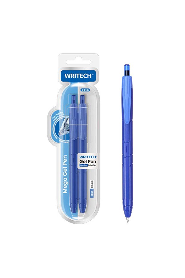 Mega Gel Pen, 0.5 mm, 2 pcs, Blue
