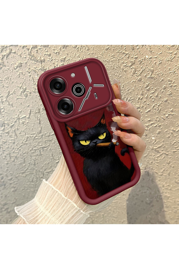 Tecno Pova 6/Pova 6 Pro Compatible High Quality Silicone Phone Case with Elegant Cat Pattern.
