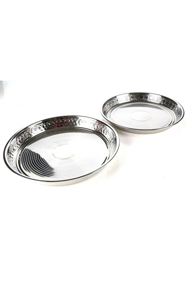 Stainless Steel Designer Serving Tray, 24 + 26 cm
