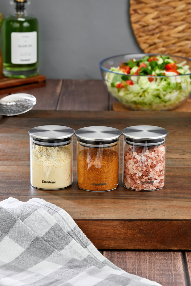 3-Pack 200 ml Borosilicate Glass Jars with Metal Lids Ckr3894