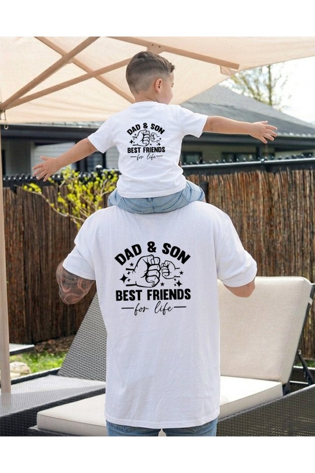 Father-Son Concept Oversize T-Shirt 100% Cotton Printed T-Shirt Comfortable Fit