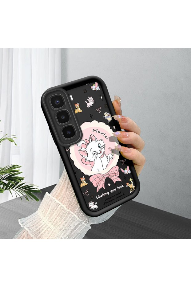 Infinix Hot 60 Pro Plus Compatible Shockproof Camera Protected Black Silicone Stylish Print Case