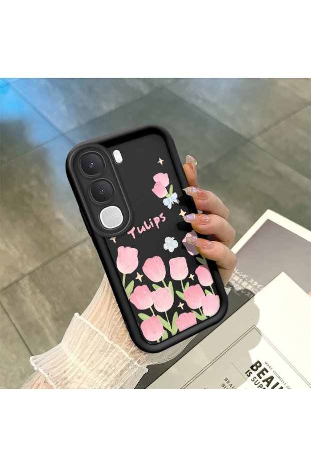 Vivo Y31/Y21D Compatible Shockproof Camera Protected Black Silicone Stylish Print Case