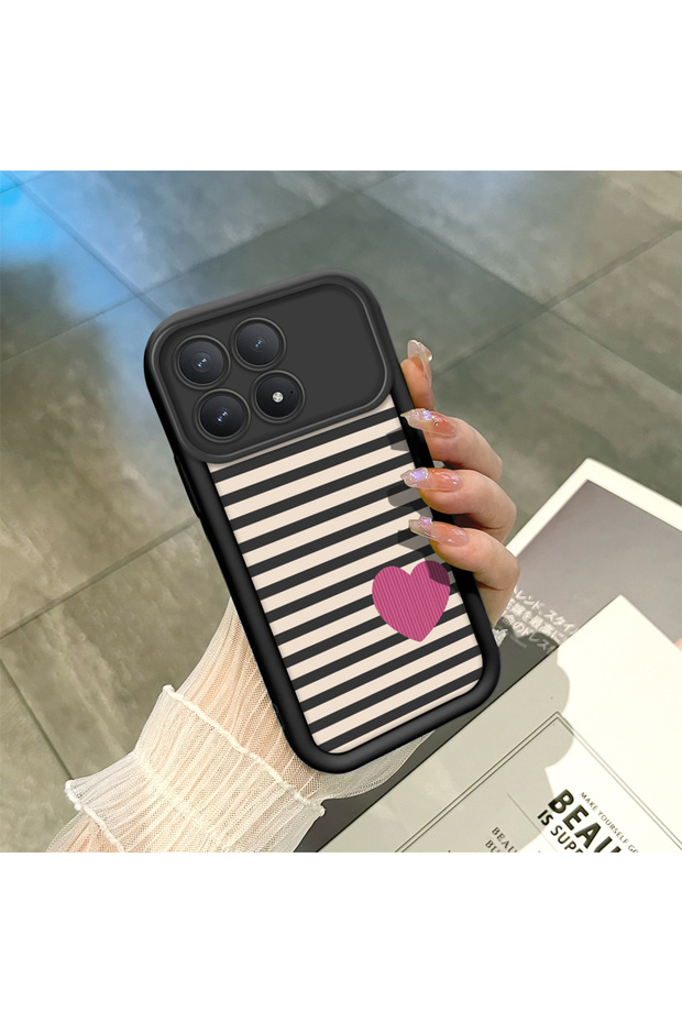 Redmi K90 5g Compatible Shockproof Camera Protected Black Silicone Stylish Print Case