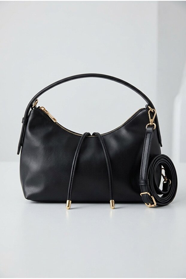 Women's Black Color Hand and Shoulder Bag with Adjustable Strap for Daily Use Stylish Hand and Shoulder Bag