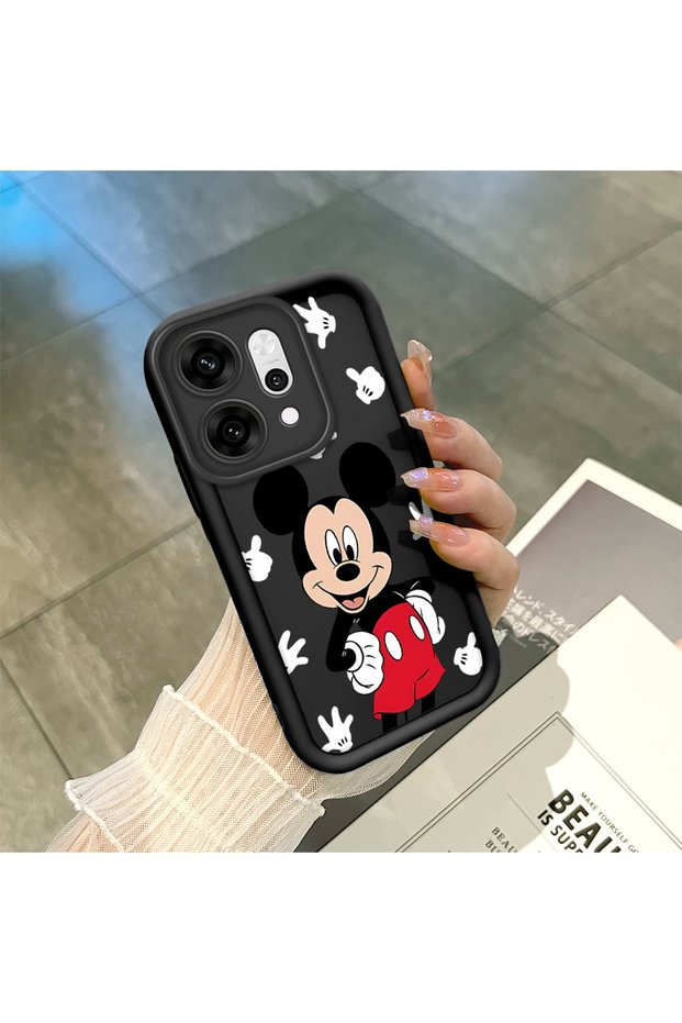 Oppo Reno14 Pro Compatible Shockproof Camera Protected Black Silicone Stylish Print Case
