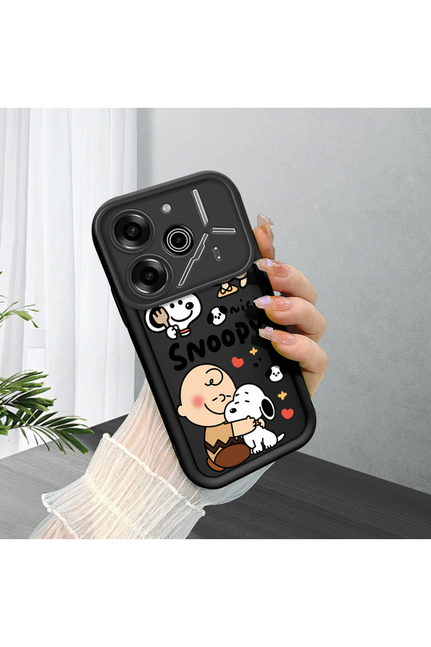 Tecno Pova 6/Pova 6 Pro Compatible Shockproof Camera Protected Black Silicone Stylish Print Case