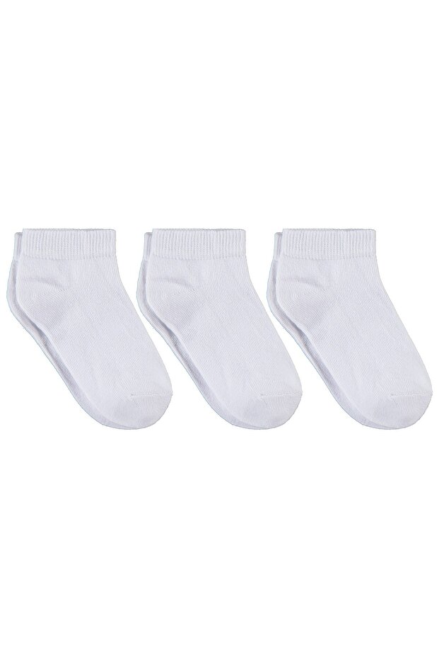 White 3-Pack Boys' Booties Socks for Ages 3-11