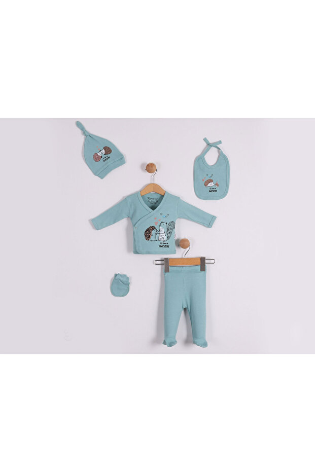 Hedgehog Printed 5-Piece Unisex Hospital Discharge Bodysuit Set
