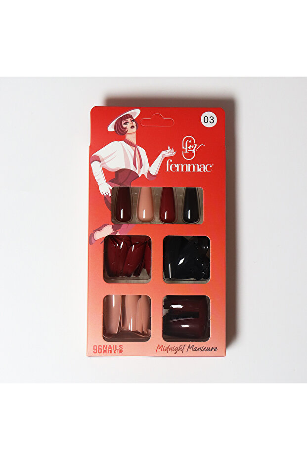 Midnight Manicure Press-On False Nails – Reusable, Lightweight, Salon Finish, 03 Cliff