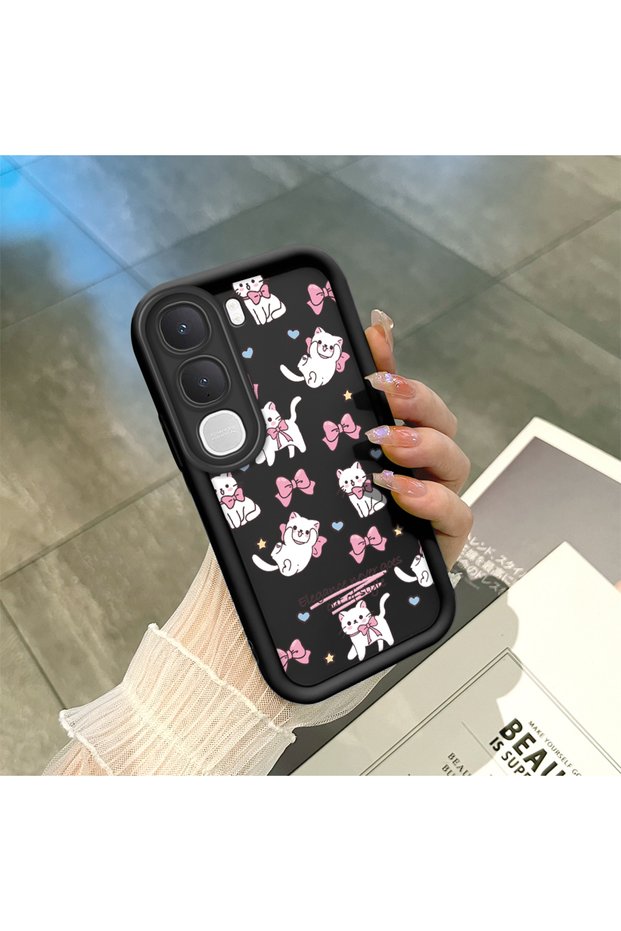 Vivo Y31/Y21D Compatible Shockproof Camera Protected Black Silicone Stylish Print Case