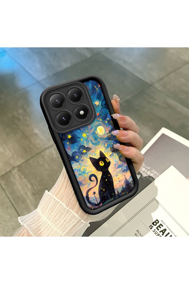 Mi 15t 5g Compatible Shockproof Camera Protected Black Silicone Stylish Print Case
