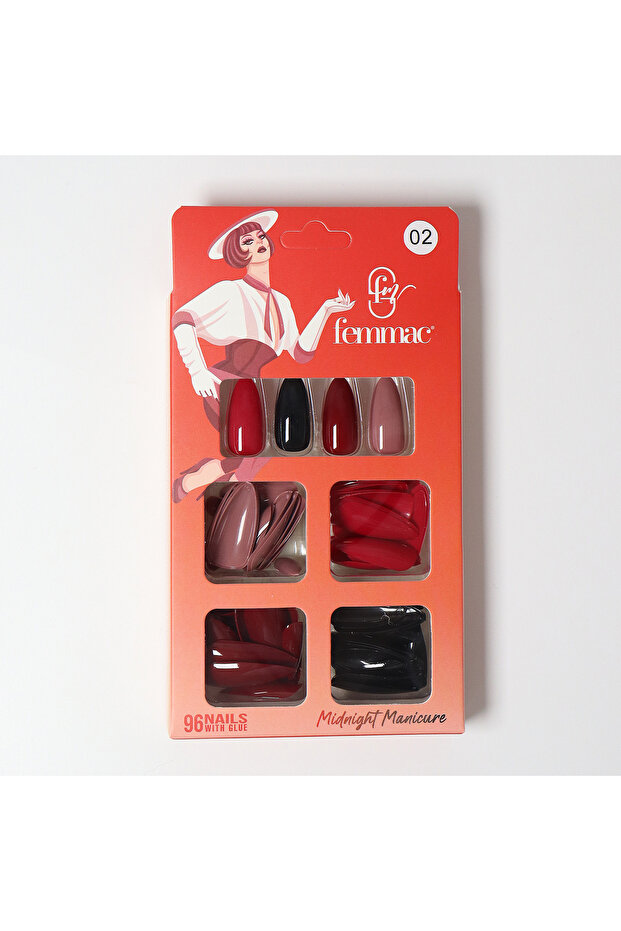 Midnight Manicure Press-On False Nails – Reusable, Lightweight, Salon Finish, 02 Almond