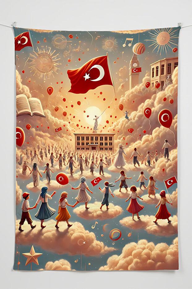 Turkey Flag Themed Gamer Room Wall Covering – Anime & Fantasy Design, Setup Decor, Large Size