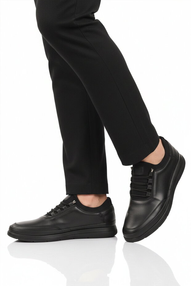 Black Genuine Leather Men's Casual Shoes