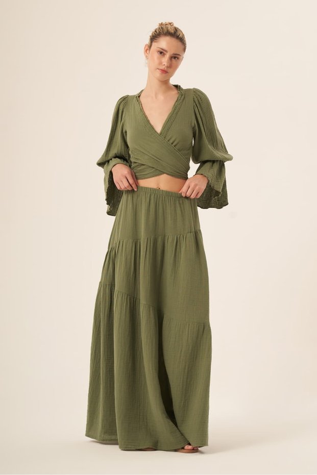 Galatea Women's Cotton Skirt Khaki