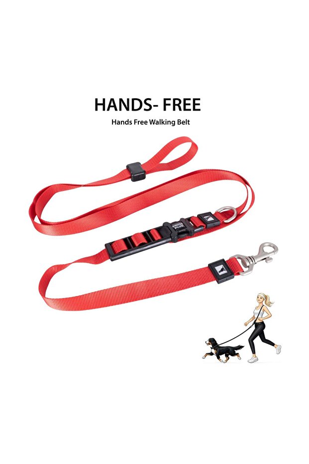 Swissplus Urban Paws Crimson Red Hands-Free Adjustable Dog Leash – 25mm