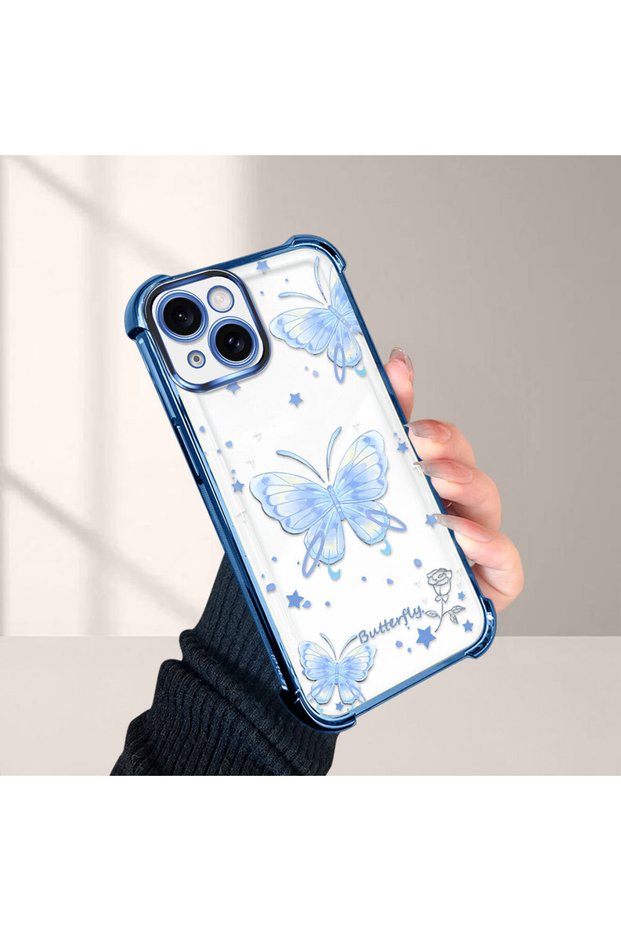 iPhone 15 Compatible Stylish Butterfly Pattern Drop-Resistant Case
