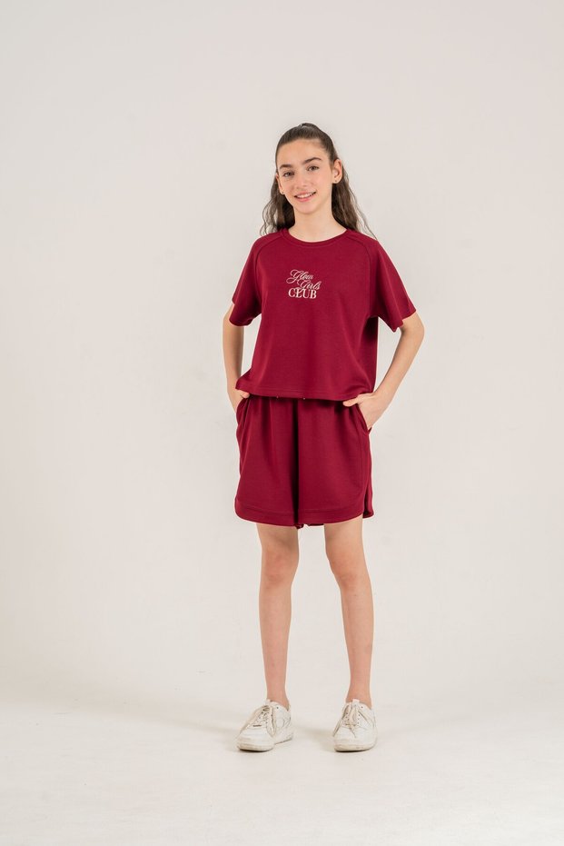 Glow Girls Club Embroidered Soft Textured-Comfort Fabric Girls' Top and Bottom Tracksuit Set