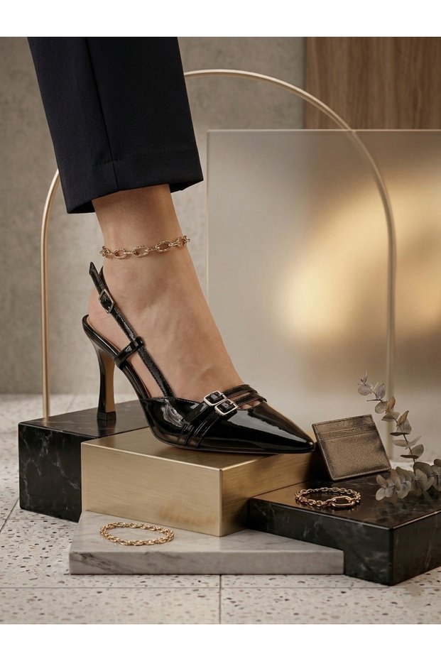 Genuine Leather Patent Leather Evening Dress Women's Shoes