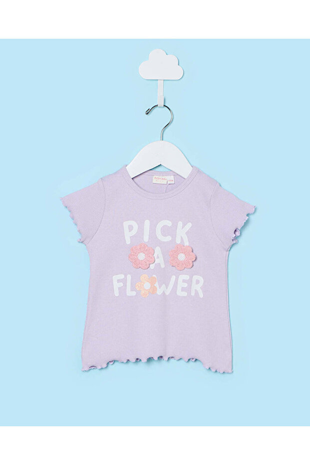 Infant Girls Lilac Printed Pointelle T Shirt