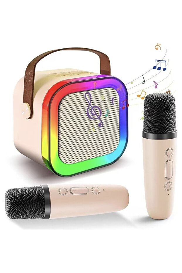 Boxă Karaoke, Bluetooth 5.3, 2 microfoane wireless, roz - 1