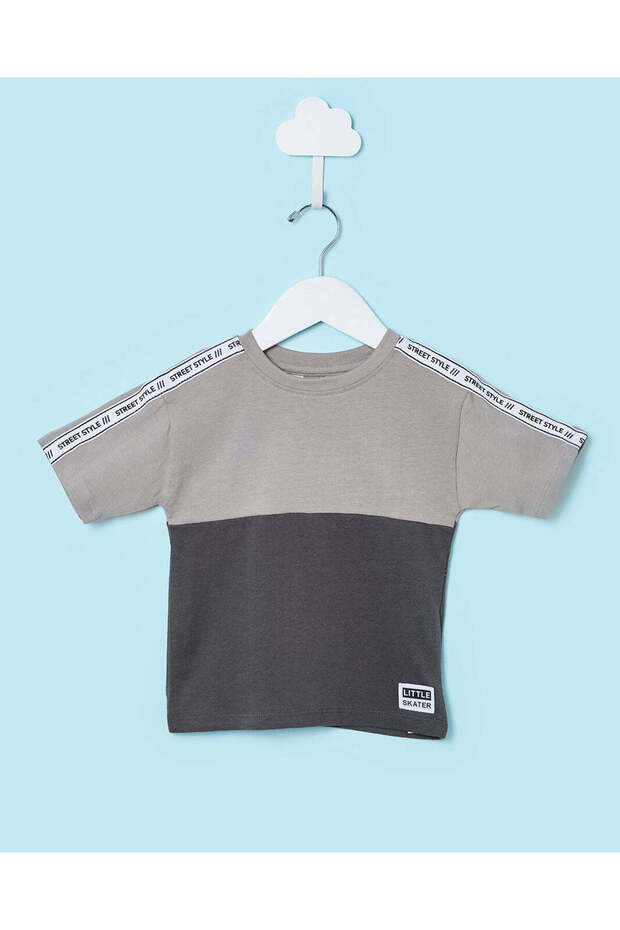 Infant Boys Grey Cut And Sew T-Shirt