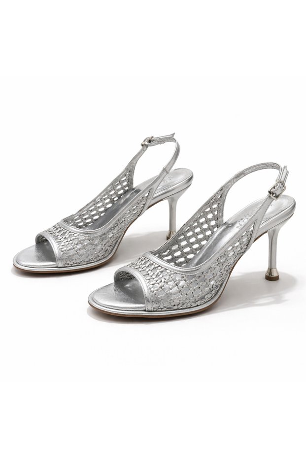 Women's Hand Knitted Heeled Shoes 8 cm Thin Heel Stylish Summer Shoes