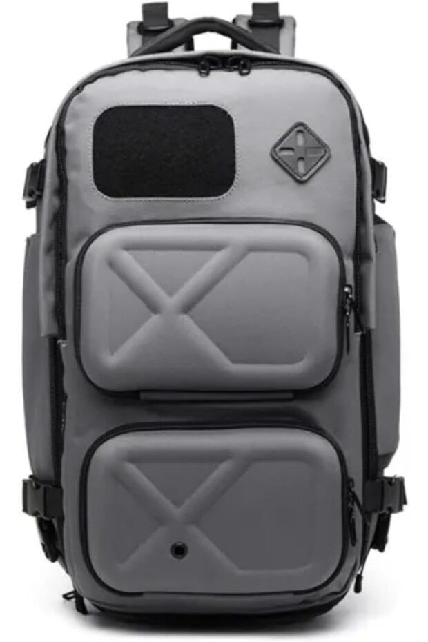 9309 Water-Resistant Anti-Theft Tactical Backpack with USB Port, Shoe Compartment, Grey