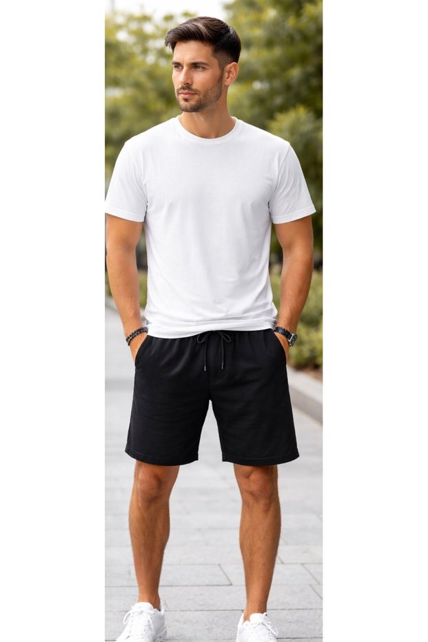 Unisex Slim Fit T-Shirt & Shorts Combination Set |   Relaxed Fit Casual 2-Piece Sports Set T-Shirt and Shorts