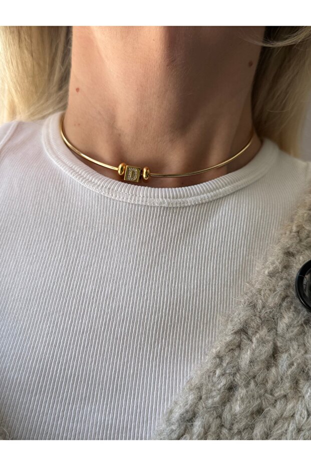 Letter D Luna Ring Choker Necklace