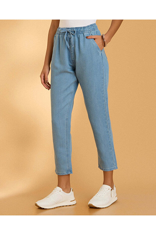 Women Blue Elasticated Jeans